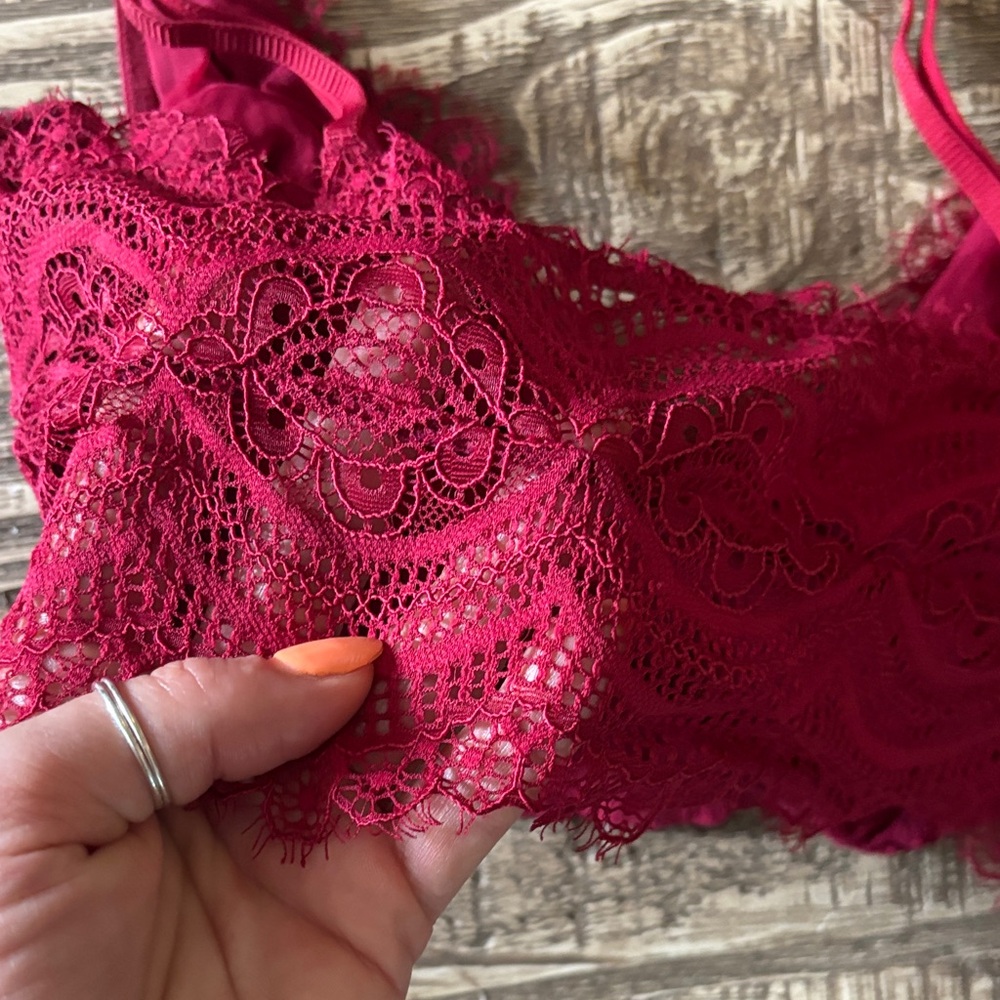 Free people Lace-Trim Bralette in Deep Raspberry - Picture 3 of 5